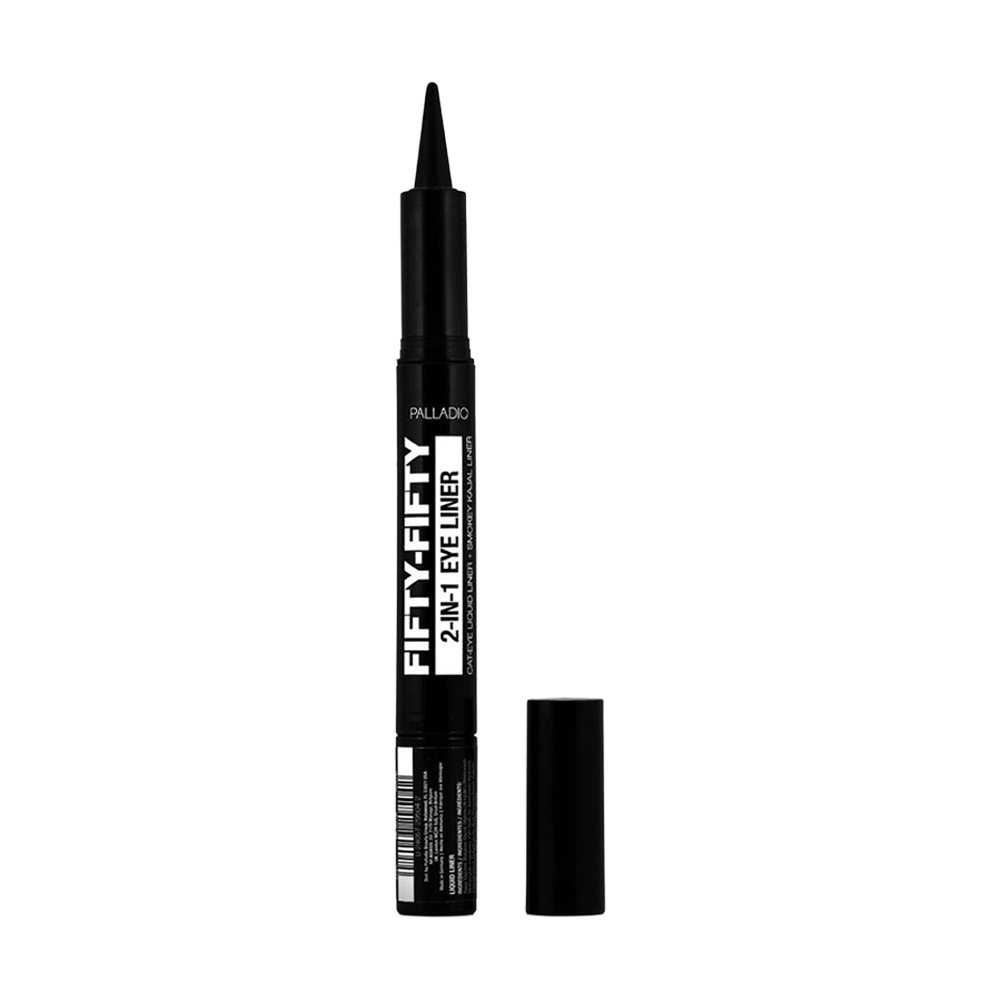 Двостороння підводка-олівець для очей Palladio Fifty-Fifty Cat-Eye Liquid Liner + Smoky Kajal Liner, Black, 2.5 мл